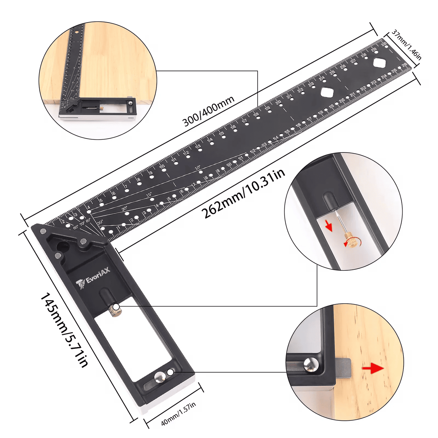 EvoriAX™ Precision Angle Woodworking Ruler