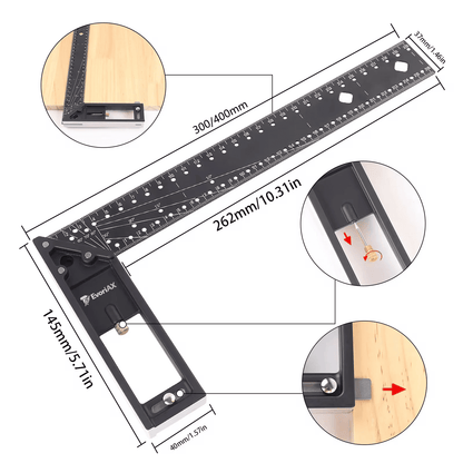 EvoriAX™ Precision Angle Woodworking Ruler