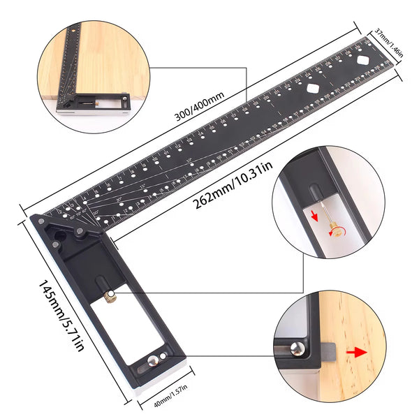 Precision Angle Woodworking Ruler